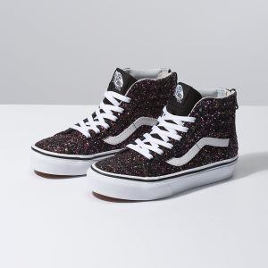 Vans Kiz Çocuk Spor Ayakkabı Glitter Stars Sk8-Hi Zip Siyah/Beyaz | 49947-416